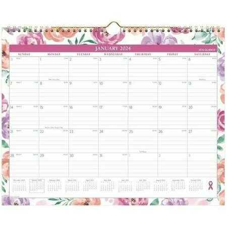 AT-A-GLANCE Wall Calendar, Mthly, 12 Mths, Jan-Dec, 15inx12in, Floral AAG1641F707